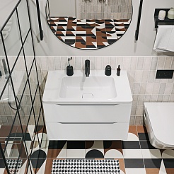 Vivon Тумба с раковиной Shelly 80 подвесная белая матовая – фотография-12